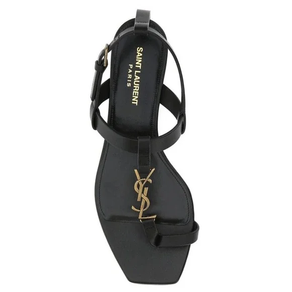 SAINT LAURENT Leather sandals ブラック サンローラン Saint Laurent Suite Sandal in Nero | FWRD